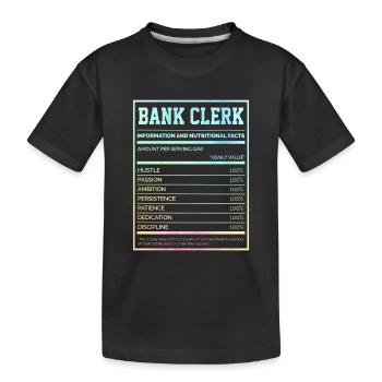 Bank Clerk Information And Nutritional Facts Bookk - Kinder Premium Bio T-Shirt - Schwarz - Vorne