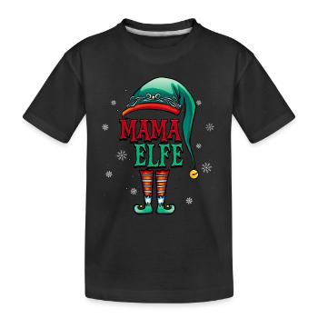 Weihnachten Mama Elf - Kinder Premium Bio T-Shirt - Schwarz - Vorne