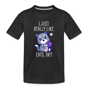 cute cat lover design - Kids' Premium Organic T-Shirt - black - Front