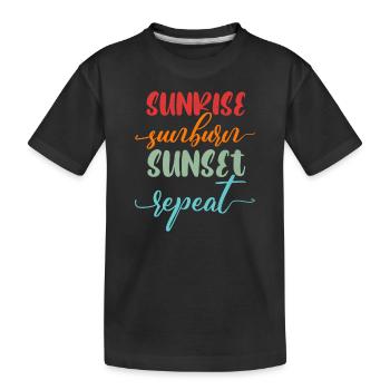 Lever de soleil Coup de soleil Coucher de soleil Répéter Hawaii Beach Été - T-shirt bio Premium Enfant - noir - Devant