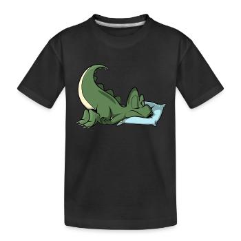 Sleeping T-Rex Dinosaur - Kids' Premium Organic T-Shirt - black - Front