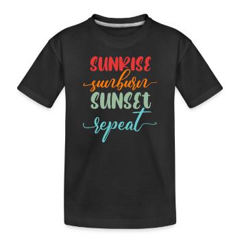 Lever de soleil Coup de soleil Coucher de soleil Répéter Vintage Vacances Jeu de mots - T-shirt bio Premium Enfant - noir - Devant