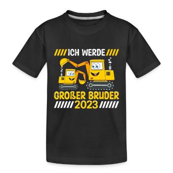 Ich werde ein Großer Bruder 2023 - Kinder Premium Bio T-Shirt - Schwarz - Vorne