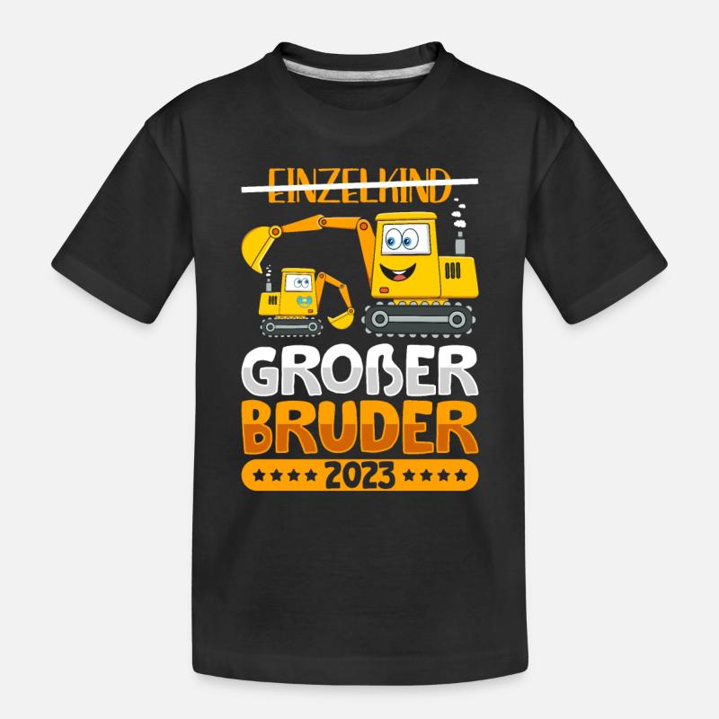 Ich werde ein Großer Bruder 2023 - Kinder Premium Bio T-Shirt - Schwarz