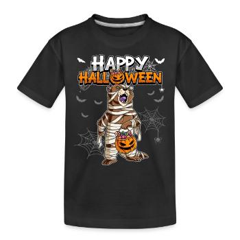 Halloween Otter Mumie - Kinder Premium Bio T-Shirt - Schwarz - Vorne