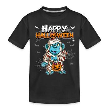 Halloween Affe Mumie - Kinder Premium Bio T-Shirt - Schwarz - Vorne