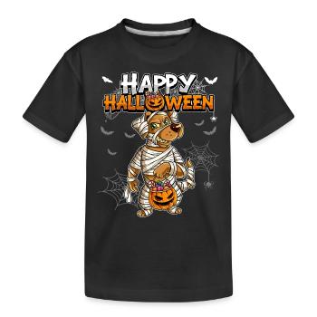 Halloween Hund Mumie - Kinder Premium Bio T-Shirt - Schwarz - Vorne