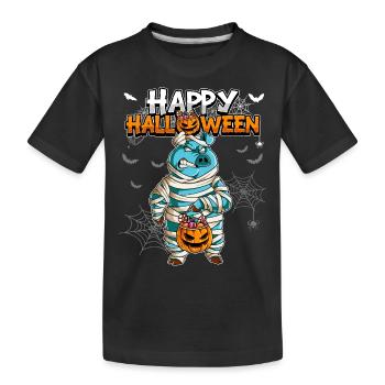 Halloween Schwein Mumie - Kinder Premium Bio T-Shirt - Schwarz - Vorne