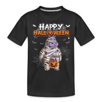 Halloween Nilpferd Mumie - Kinder Premium Bio T-Shirt - Schwarz - Vorne