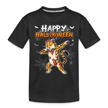Halloween Leopard Zombie - Kinder Premium Bio T-Shirt - Schwarz - Vorne