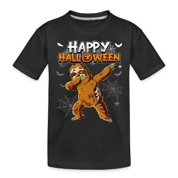 Halloween Faultier Zombie - Kinder Premium Bio T-Shirt - Schwarz - Vorne