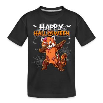 Halloween Roter Panda Zombie - Kinder Premium Bio T-Shirt - Schwarz - Vorne