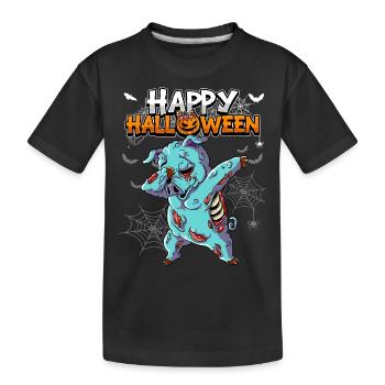 Halloween Schwein Zombie - Kinder Premium Bio T-Shirt - Schwarz - Vorne