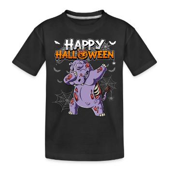 Halloween Nilpferd Zombie - Kinder Premium Bio T-Shirt - Schwarz - Vorne
