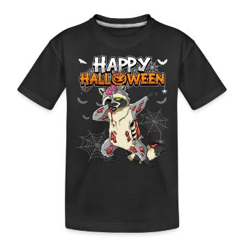 Halloween Waschbär Zombie - Kinder Premium Bio T-Shirt - Schwarz - Vorne