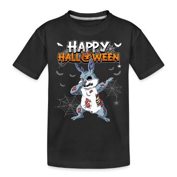 Halloween Hase Zombie - Kinder Premium Bio T-Shirt - Schwarz - Vorne