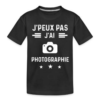 photographe je peux pas j'ai photographie - T-shirt bio Premium Enfant - noir - Devant