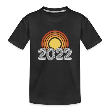 Jahr 2022 Retro Sonne - Kinder Premium Bio T-Shirt - Schwarz - Vorne