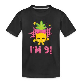 I'm 9 9th Birthday Hawaiian Summer Tropical Fruit - Kids' Premium Organic T-Shirt - black - Front