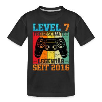 Gaming Geburtstag 2016 Level 7 - Kinder Premium Bio T-Shirt - Schwarz - Vorne
