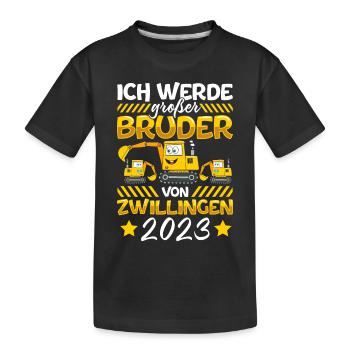 Ich werde ein Großer Bruder 2023 - Kinder Premium Bio T-Shirt - Schwarz - Vorne