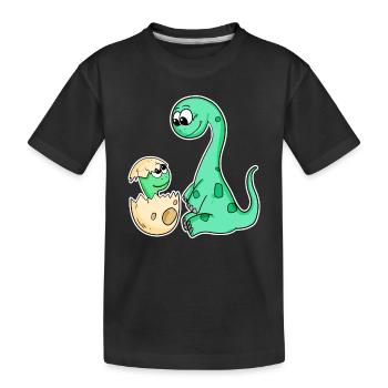 Dinosaurs with Baby Dinosaurs - Kids' Premium Organic T-Shirt - black - Front