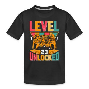 Level 23 Unlocked Awesome Since 2000 Funny Gamer - Kids' Premium Organic T-Shirt - black - Front