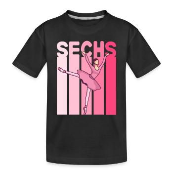 6.Geburtstag Mädchen Pink Ballerina Retro Style - Kinder Premium Bio T-Shirt - Schwarz - Vorne
