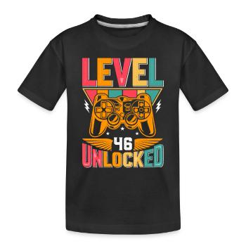 Level 46 Unlocked Awesome Since 1977 Funny Gamer - Kids' Premium Organic T-Shirt - black - Front