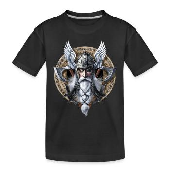 Wikingerkrieger-Gott Odin - Kinder Premium Bio T-Shirt - Schwarz - Vorne