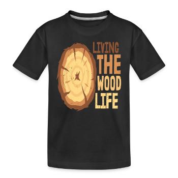 Das Holzleben leben - Kinder Premium Bio T-Shirt - Schwarz - Vorne