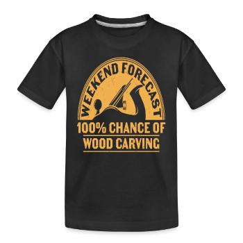 Wöchentliche Prognose 100% Chance auf Holzschnitzerei - Kinder Premium Bio T-Shirt - Schwarz - Vorne