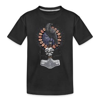 Nordischer Wikinger-Hammerrabe - Kinder Premium Bio T-Shirt - Schwarz - Vorne