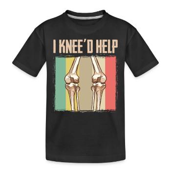 Knie Knieoperation Kniegelenk I Knee'd Help Reha - Kinder Premium Bio T-Shirt - Schwarz - Vorne