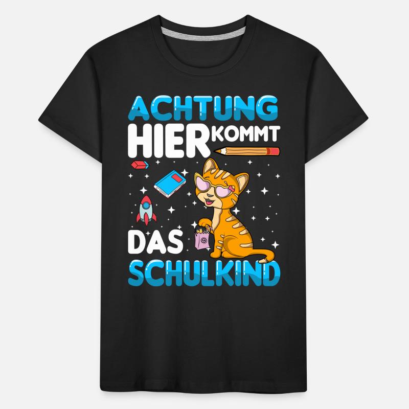 Schulkind Kätzchen Einschulung 1. Klasse Schule Kinder Premium Bio T-Shirt