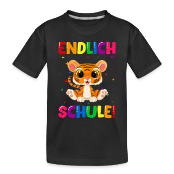 Endlich Schule Tiger 1. Klasse - Kinder Premium Bio T-Shirt - Schwarz - Vorne