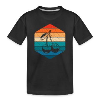 Cherry Fruit Lover Retro Healthy Gift idea - Kinder Premium Bio T-Shirt - Schwarz - Vorne