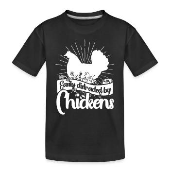 Hühner Hahn Huhn Bauer Henne Geflügel Hahn - Kinder Premium Bio T-Shirt - Schwarz - Vorne