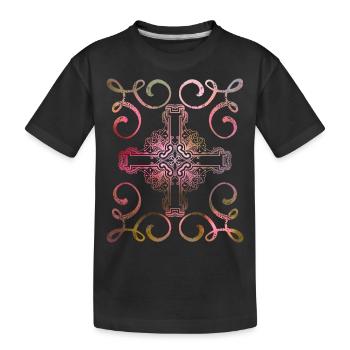Croix chrétienne, style vintage, Jésus-Christ - T-shirt bio Premium Enfant - noir - Devant