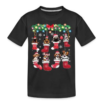Chiens mignons dans les bas de Noël - Dog Lover - T-shirt bio Premium Enfant - noir - Devant