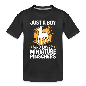 Garçon le pinscher nain aime Pinscher - T-shirt bio Premium Enfant - noir - Devant