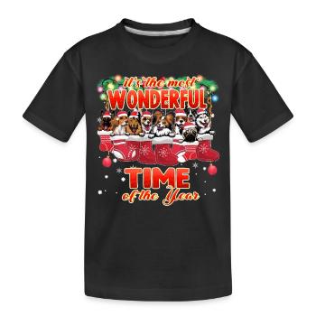 Cute Cuddly Dogs Decoration for Christmas - Kids' Premium Organic T-Shirt - black - Front