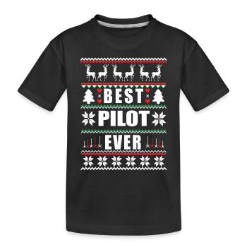 Drôle de Noël moche Meilleur pilote de tous les temps - T-shirt bio Premium Enfant - noir - Devant