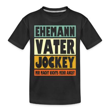 Jockey Vater Ehemann Held - Kinder Premium Bio T-Shirt - Schwarz - Vorne