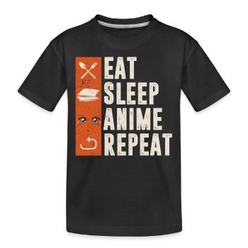 Schlaf Anime Wiederholen - Kinder Premium Bio T-Shirt - Schwarz - Vorne