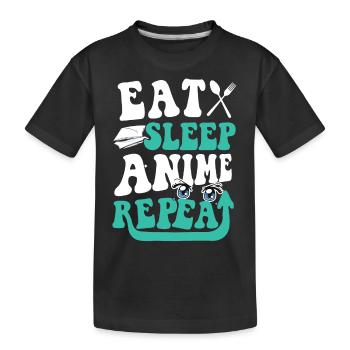Schlaf Anime Wiederholen - Kinder Premium Bio T-Shirt - Schwarz - Vorne