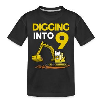 Conducteur de pelle creusant dans une pelle de 9 ans - T-shirt bio Premium Enfant - noir - Devant