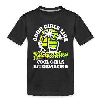 Kiteboarder Kiteboard - Kinder Premium Bio T-Shirt - Schwarz - Vorne
