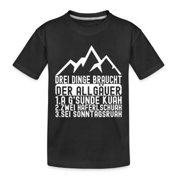 Allgäu Bayern - Kinder Premium Bio T-Shirt - Schwarz - Vorne