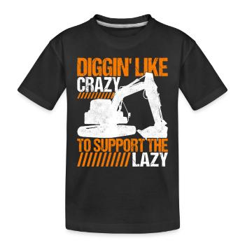 Conducteur d’excavatrice de chantier de chantier - T-shirt bio Premium Enfant - noir - Devant